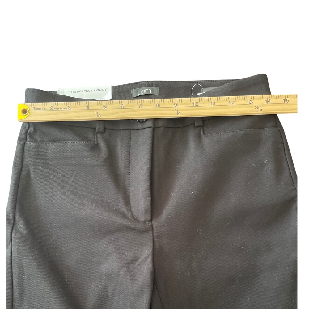 Loft The Perfect Skinny Pants Womens 2 Black Cotton Blend Stretch Trousers NEW - Picture 7 of 8